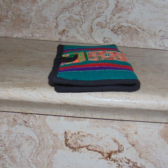 Handmade Colorful Wallet Guatemalan Aztec Stripe Embroidery Fabric Boho Festival - Picture 4 of 6